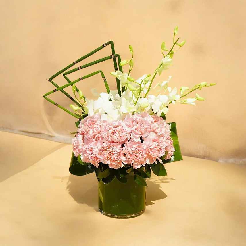 Pink Carnation and White Orchid Vase