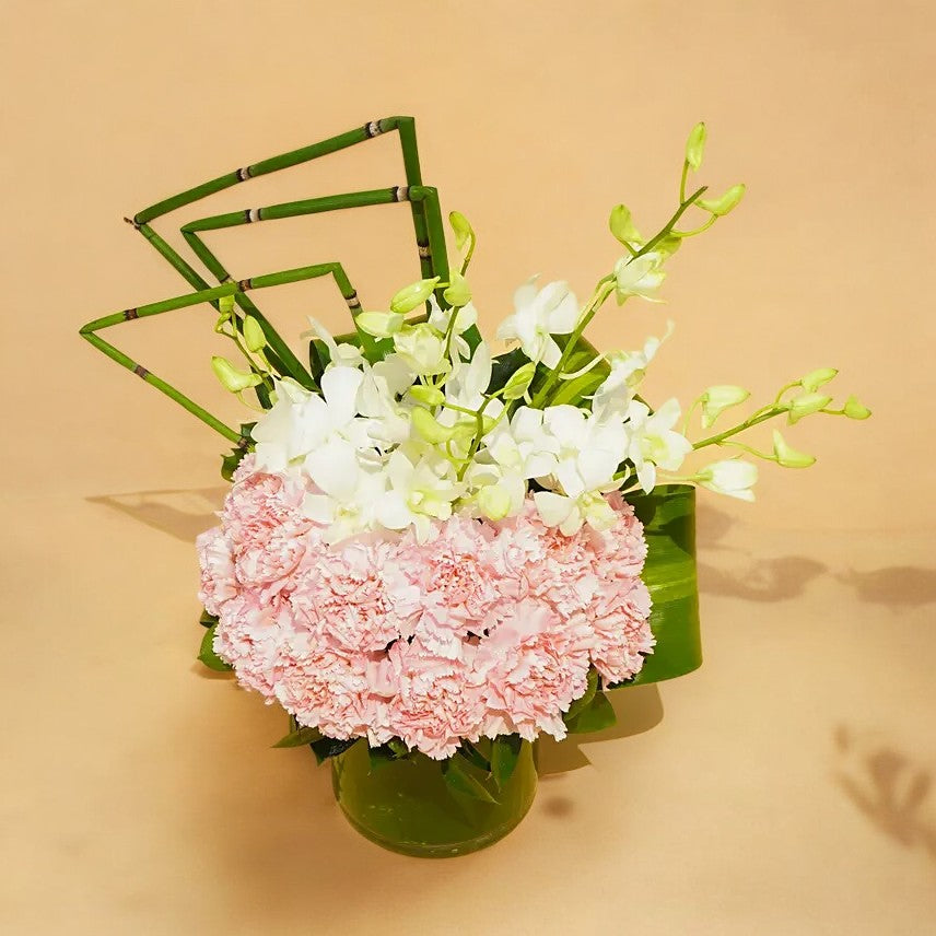 Pink Carnation and White Orchid Vase