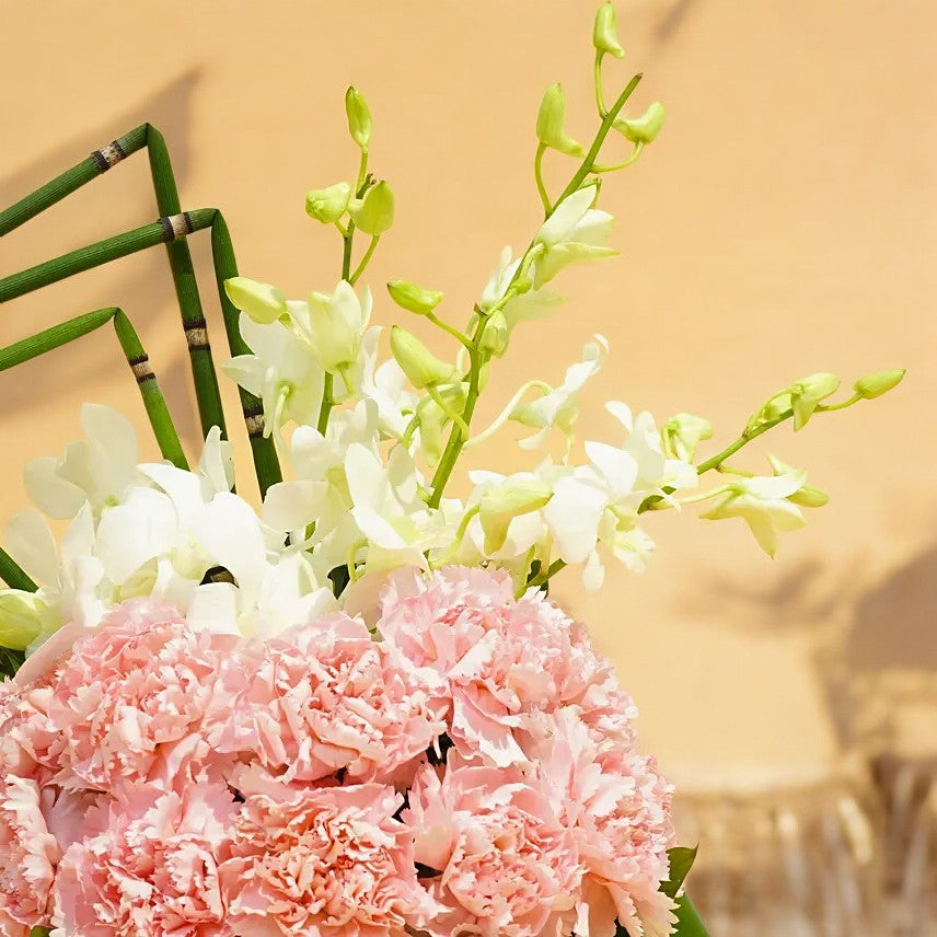 Pink Carnation and White Orchid Vase