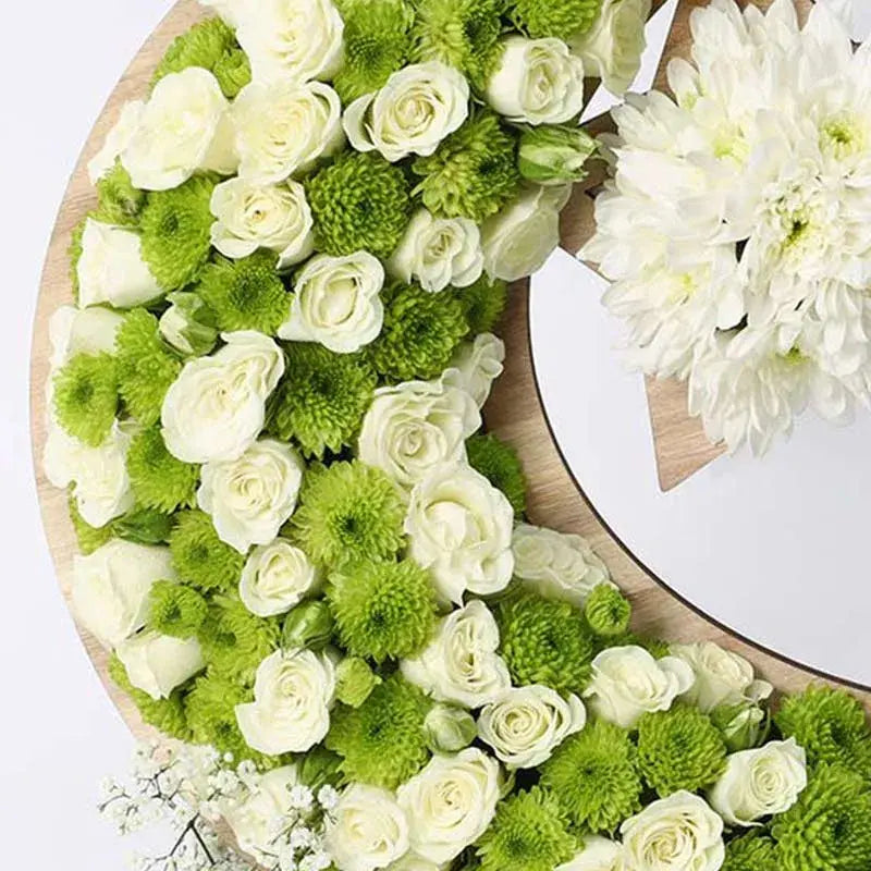 Floral Crescent Moon and Star Green | Unique Floral Arrangement