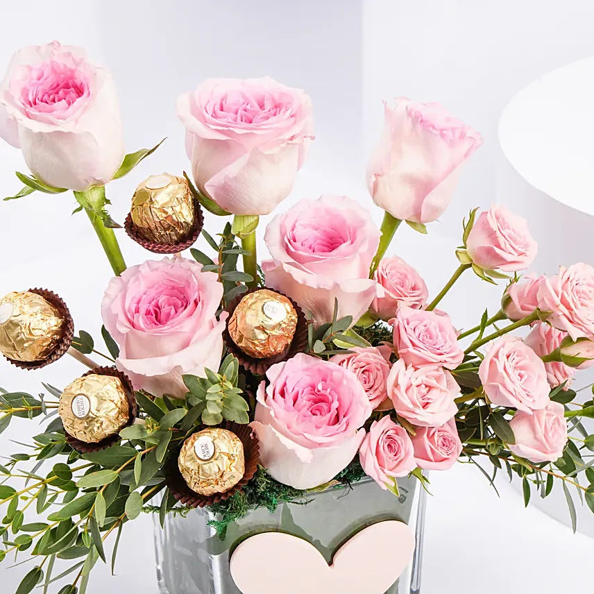 Pink Roses and Rochers Bouquet
