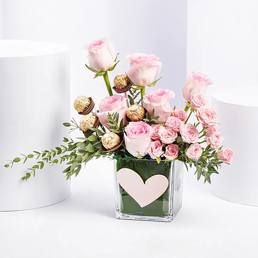 Pink Roses and Rochers Bouquet