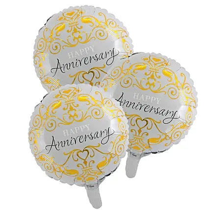 Happy Anniversary Foil Balloons, Set of 3, Elegant, Celebration, Buy Happy Anniversary Foil Balloons Online