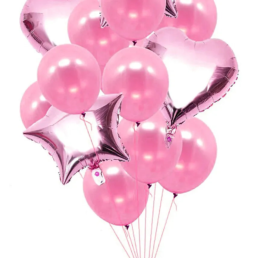 Heart n Star Shaped Pink Balloons