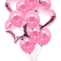 Heart n Star Shaped Pink Balloons