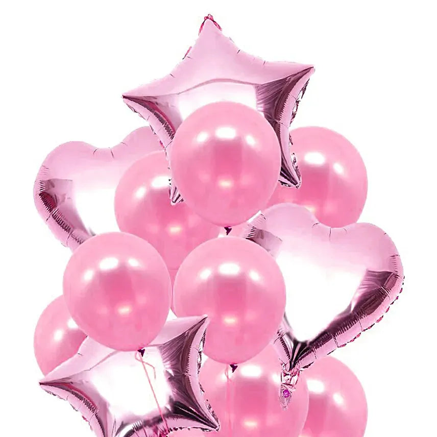 Heart n Star Shaped Pink Balloons
