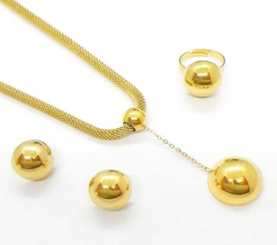 Golden Harmony, Stainless Steel Jewelry, Enhanced, 18K Gold, Gold Plating