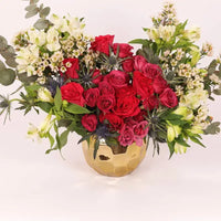 Flower Arrangement in Golden Vase