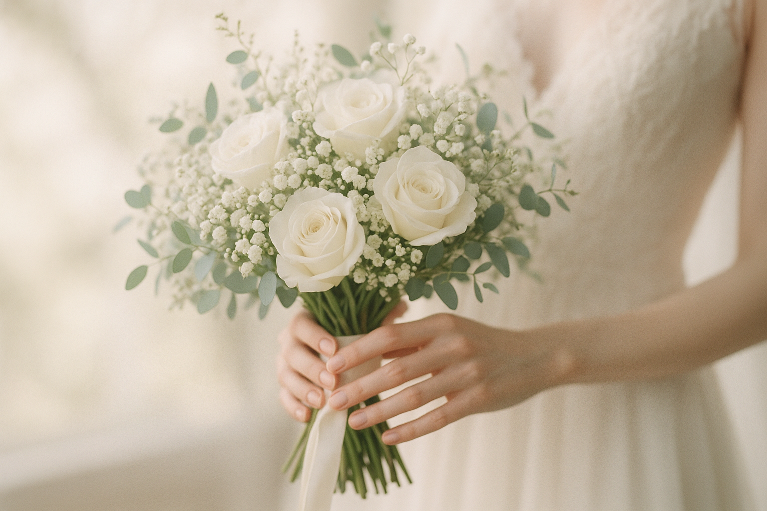 make a wedding bouquet in someone hands