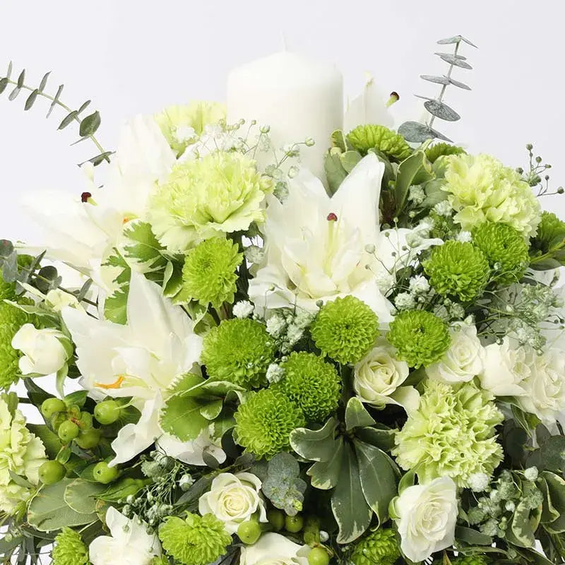 White & Green Floral table décor