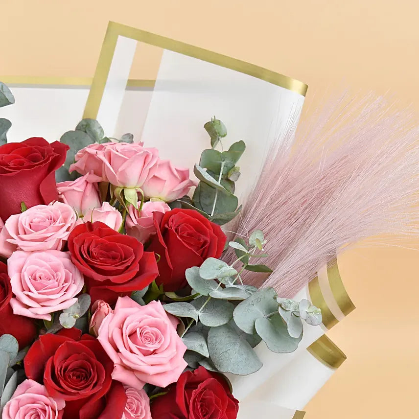 Red and Pink Roses Bouquet