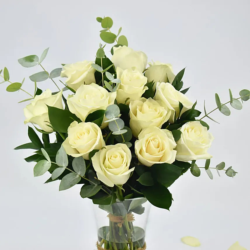 White Rose Vase