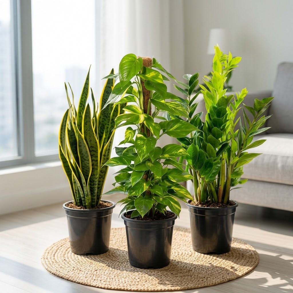 Easy Care Indoor Plant Bundle – Snake Plant, Money Plant & ZZ Plant