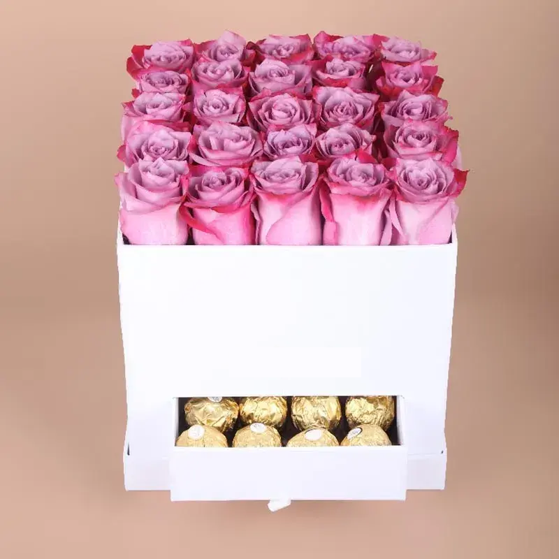 White Box of Love: Purple Roses Gift Set